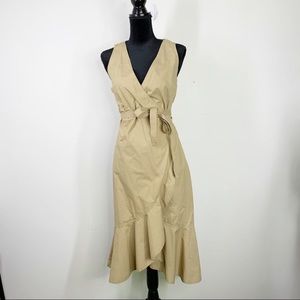 BABATON ARITZIA | Camel Whitlaw Scalloped Hem Wrap Dress Sz. S Small